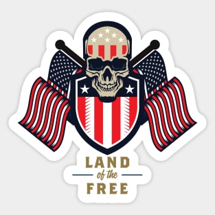 Land of the Free Skull v2 Sticker